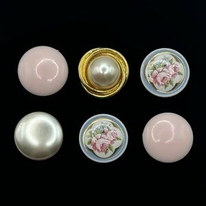 VINTAGE Pearl, Pink & Porcelain Button Covers - Set of 6